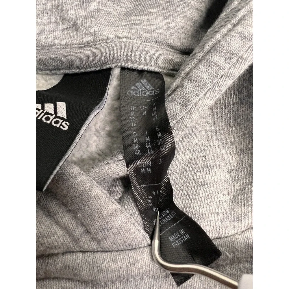 Adidas Hoodie Sweatshirt Heather Gray Raglan Sleeve Blank Basic Sz M Streetwear